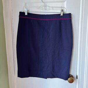 Boden Navy Pencil Skirt with Pink Trim Size  10 Regular